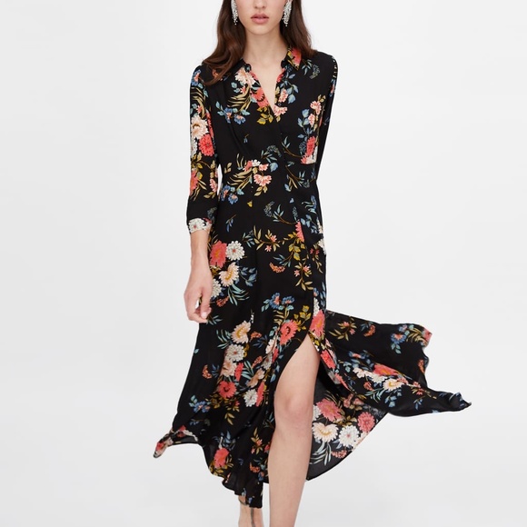 Zara Long Floral Print Dress (Worn Once) - Picture 2 of 12
